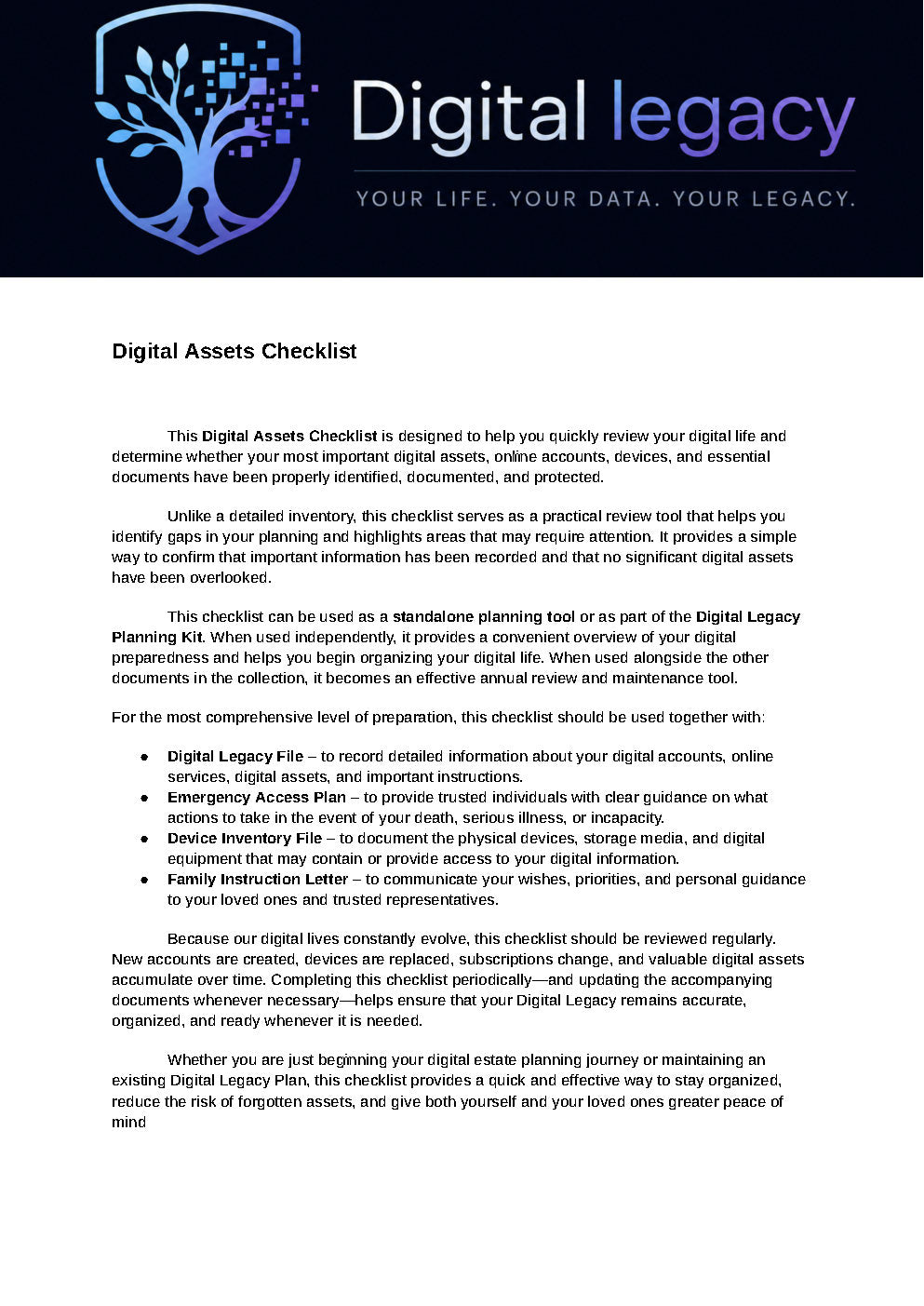 Digital Assets Checklist