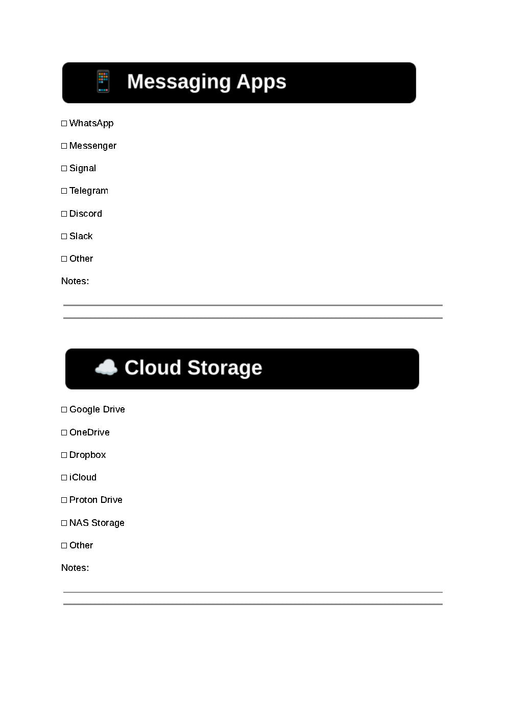 Digital Assets Checklist